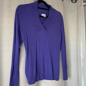 Grape V-neck rib-detail lightweight sweater